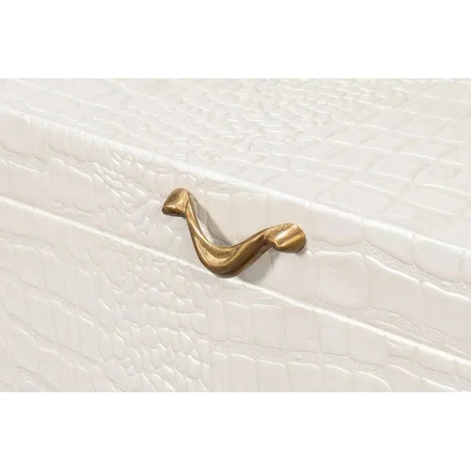 Lyle Croco Embossed Leather Over Wood Box - LOOMLAN - Sarreid - Boxes & Bowls