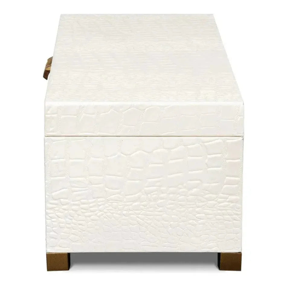Lyle Croco Embossed Leather Over Wood Box - LOOMLAN - Sarreid - Boxes & Bowls