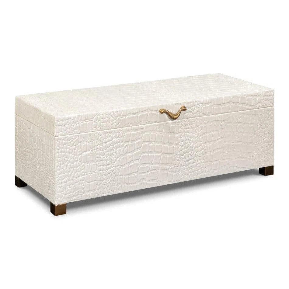 Lyle Croco Embossed Leather Over Wood Box - LOOMLAN - Sarreid - Boxes & Bowls