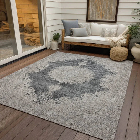 Lyra Black Washable Indoor-Outdoor Rug-Outdoor Rugs-LOOMLAN Rugs-LOOMLAN
