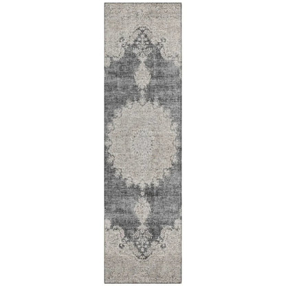 Lyra Black Washable Indoor-Outdoor Rug-Outdoor Rugs-LOOMLAN Rugs-2'3" x 7'6"-LOOMLAN