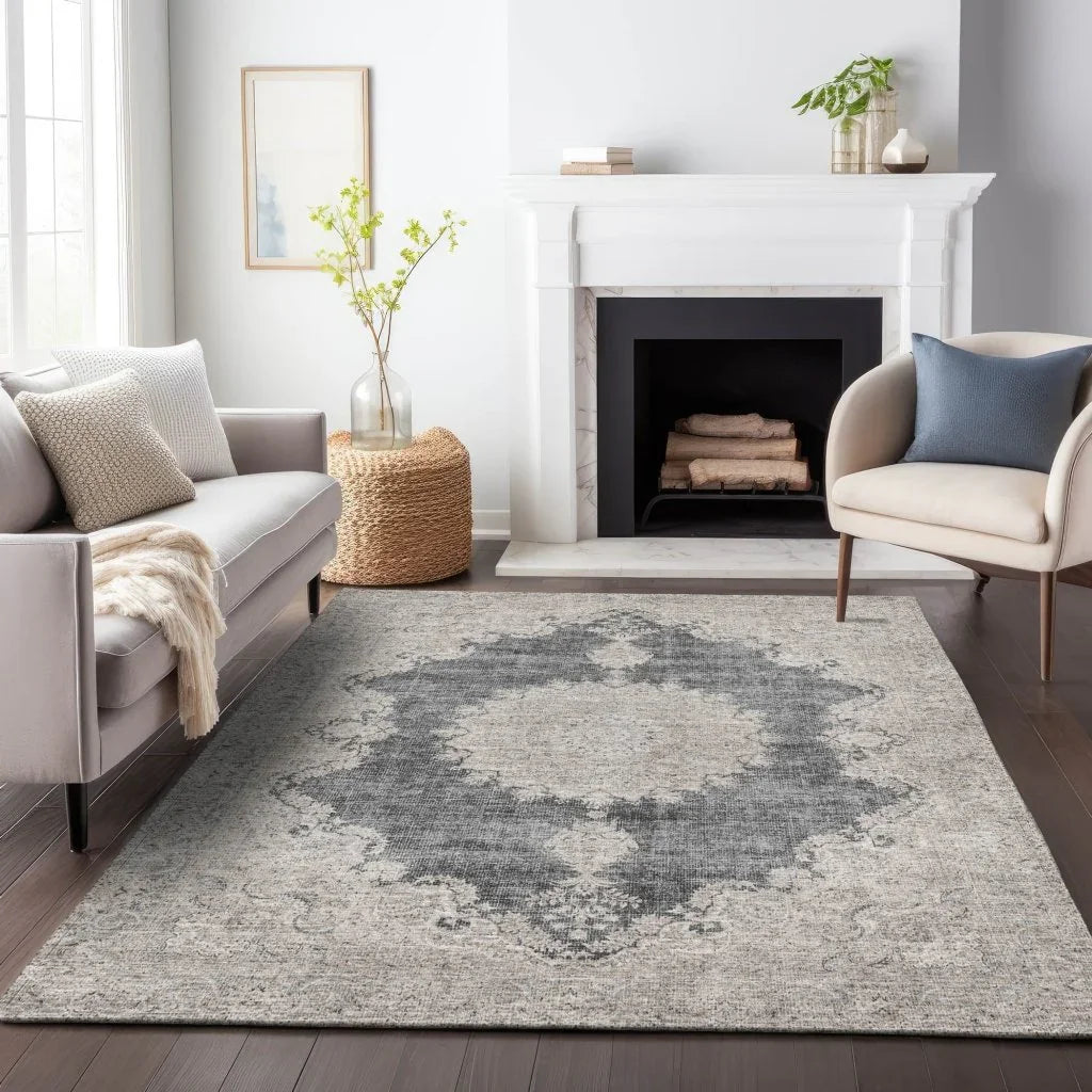 Lyra Black Washable Indoor-Outdoor Rug-Outdoor Rugs-LOOMLAN Rugs-LOOMLAN