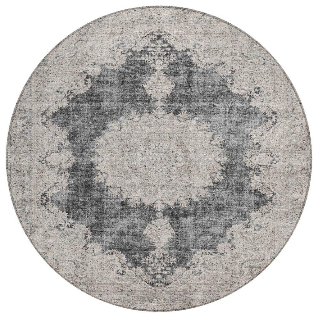 Lyra Black Washable Indoor-Outdoor Rug-Outdoor Rugs-LOOMLAN Rugs-8' x 8'-LOOMLAN