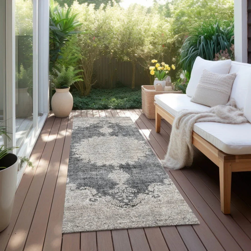 Lyra Black Washable Indoor-Outdoor Rug-Outdoor Rugs-LOOMLAN Rugs-LOOMLAN