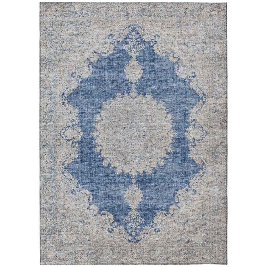 Lyra Blue Washable Indoor-Outdoor Rug-Outdoor Rugs-LOOMLAN Rugs-2'6" x 3'10"-LOOMLAN