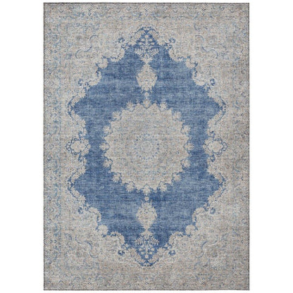 Lyra Blue Washable Indoor-Outdoor Rug-Outdoor Rugs-LOOMLAN Rugs-2'6" x 3'10"-LOOMLAN