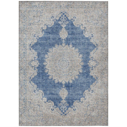 Lyra Blue Washable Indoor-Outdoor Rug-Outdoor Rugs-LOOMLAN Rugs-2'6" x 3'10"-LOOMLAN