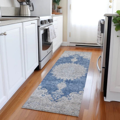 Lyra Blue Washable Indoor-Outdoor Rug-Outdoor Rugs-LOOMLAN Rugs-LOOMLAN