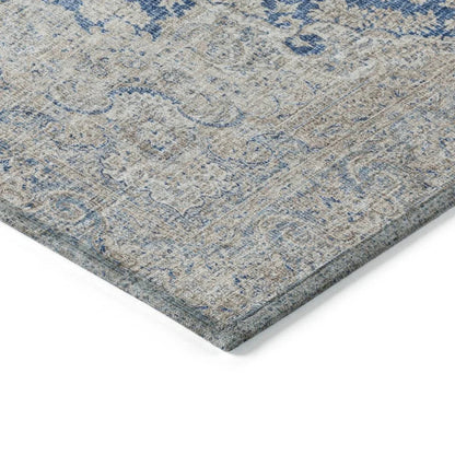 Lyra Blue Washable Indoor-Outdoor Rug-Outdoor Rugs-LOOMLAN Rugs-LOOMLAN