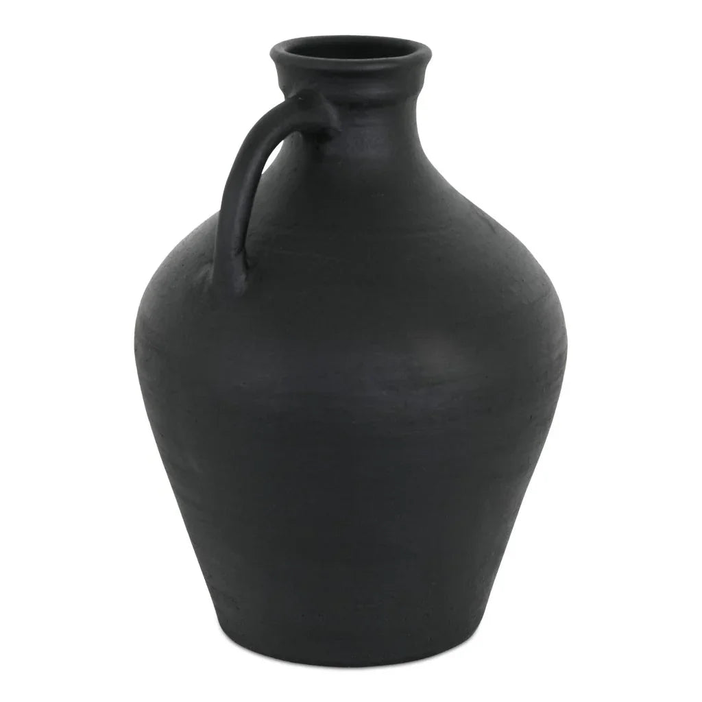 Lyra Handcrafted Black Terracotta Vase - LOOMLAN - Moe's Home - Vases & Jars