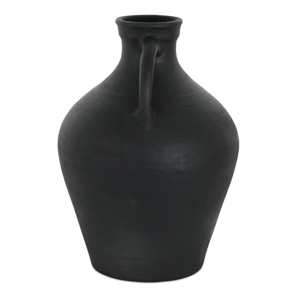 Lyra Handcrafted Black Terracotta Vase - LOOMLAN - Moe's Home - Vases & Jars