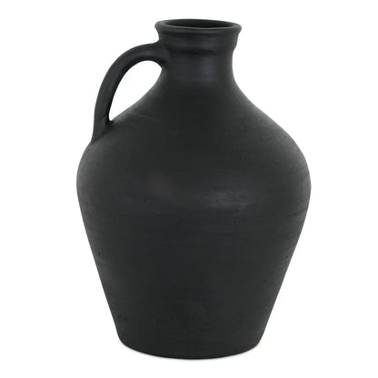 Lyra Handcrafted Black Terracotta Vase - LOOMLAN - Moe's Home - Vases & Jars