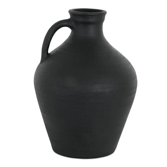 Lyra Handcrafted Black Terracotta Vase - LOOMLAN - Moe's Home - Vases & Jars