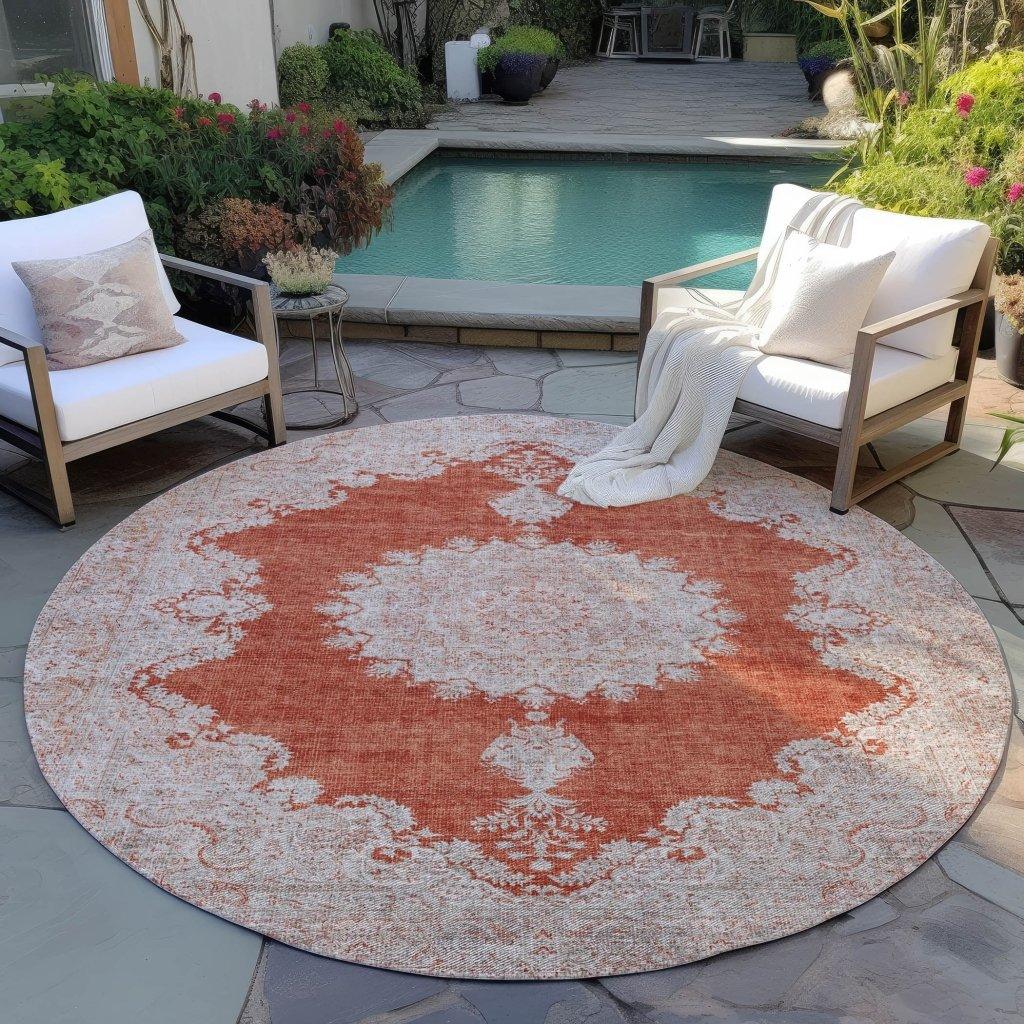 Lyra Orange Washable Indoor-Outdoor Rug-Outdoor Rugs-LOOMLAN Rugs-LOOMLAN