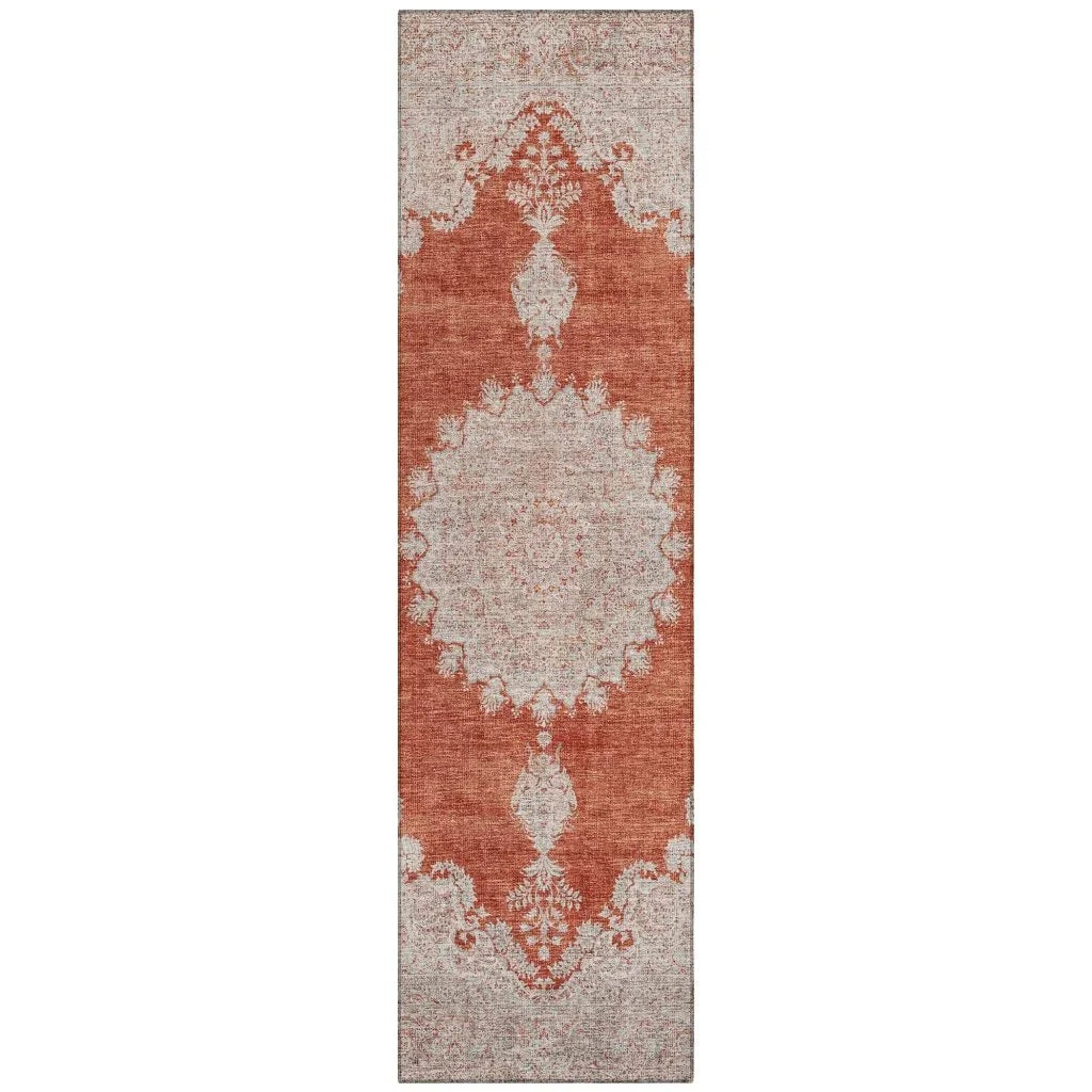 Lyra Orange Washable Indoor-Outdoor Rug-Outdoor Rugs-LOOMLAN Rugs-2'3" x 7'6"-LOOMLAN