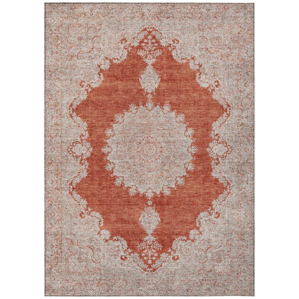 Lyra Orange Washable Indoor-Outdoor Rug-Outdoor Rugs-LOOMLAN Rugs-2'6" x 3'10"-LOOMLAN