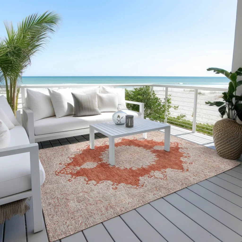 Lyra Orange Washable Indoor-Outdoor Rug-Outdoor Rugs-LOOMLAN Rugs-LOOMLAN