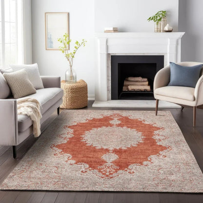 Lyra Orange Washable Indoor-Outdoor Rug-Outdoor Rugs-LOOMLAN Rugs-LOOMLAN