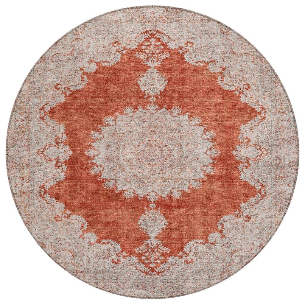 Lyra Orange Washable Indoor-Outdoor Rug-Outdoor Rugs-LOOMLAN Rugs-8' x 8'-LOOMLAN