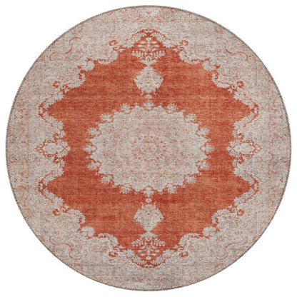 Lyra Orange Washable Indoor-Outdoor Rug-Outdoor Rugs-LOOMLAN Rugs-8' x 8'-LOOMLAN