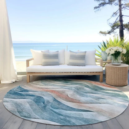 Lyrette Teal Washable Indoor - Outdoor Rug - LOOMLAN - LOOMLAN Rugs - Outdoor Rugs