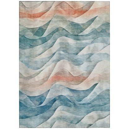 Lyrette Teal Washable Indoor - Outdoor Rug - LOOMLAN - LOOMLAN Rugs - Outdoor Rugs