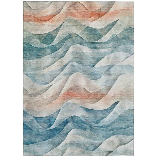 Lyrette Teal Washable Indoor - Outdoor Rug - LOOMLAN - LOOMLAN Rugs - Outdoor Rugs