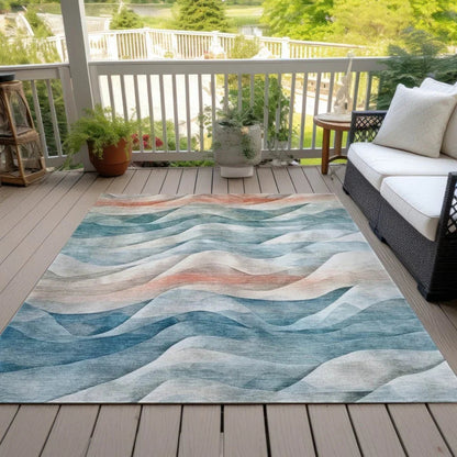 Lyrette Teal Washable Indoor - Outdoor Rug - LOOMLAN - LOOMLAN Rugs - Outdoor Rugs