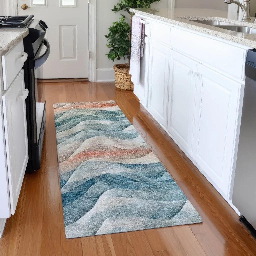 Lyrette Teal Washable Indoor - Outdoor Rug - LOOMLAN - LOOMLAN Rugs - Outdoor Rugs