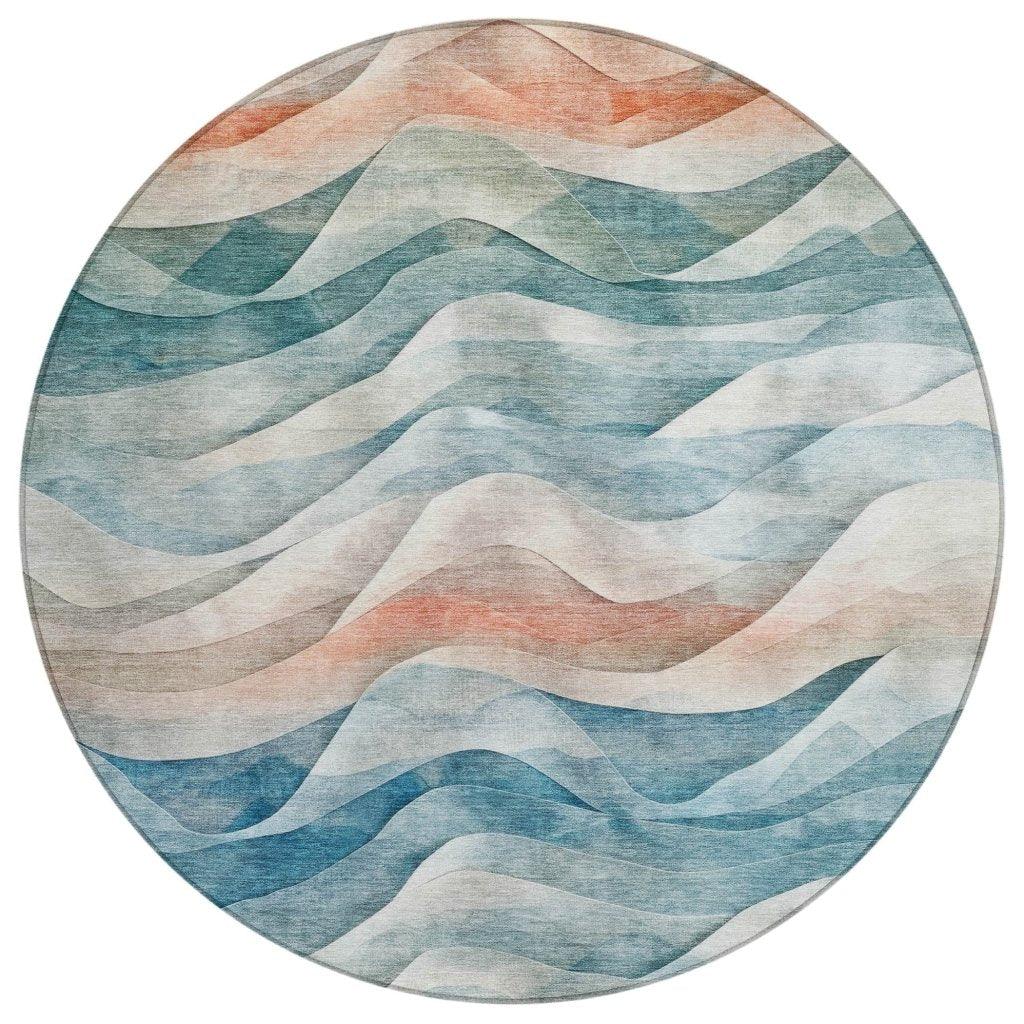 Lyrette Teal Washable Indoor - Outdoor Rug - LOOMLAN - LOOMLAN Rugs - Outdoor Rugs