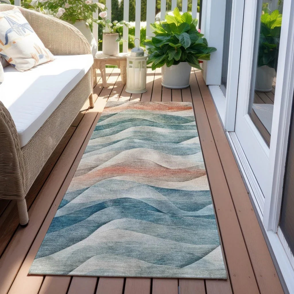 Lyrette Teal Washable Indoor - Outdoor Rug - LOOMLAN - LOOMLAN Rugs - Outdoor Rugs