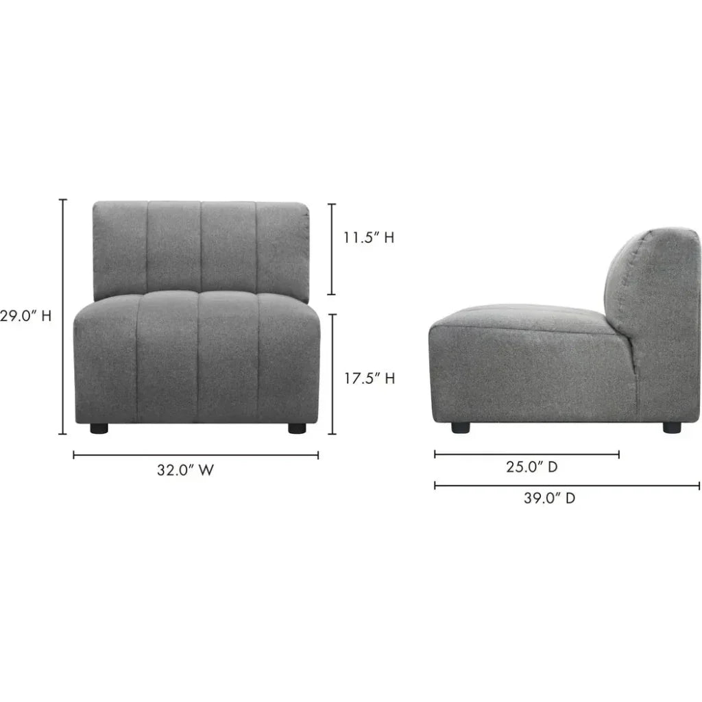 Lyric Grey Modular Slipper Chair-Modular Components-Moe's Home-LOOMLAN