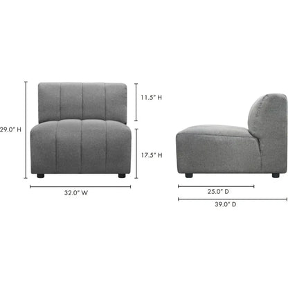 Lyric Grey Modular Slipper Chair-Modular Components-Moe's Home-LOOMLAN