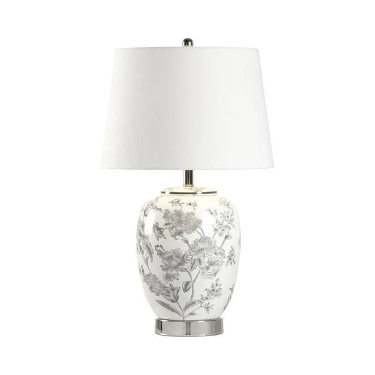 Mabel Ceramic Made Grey Table Lamp - LOOMLAN - Wildwood - Table Lamps