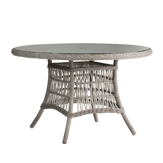 Mackinac 48" Round Umbrella Dining Table with Woven Top-Outdoor Dining Tables-Lloyd Flanders-LOOMLAN