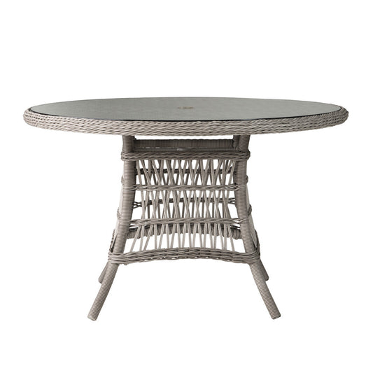 Mackinac 48" Round Umbrella Dining Table with Woven Top-Outdoor Dining Tables-Lloyd Flanders-LOOMLAN