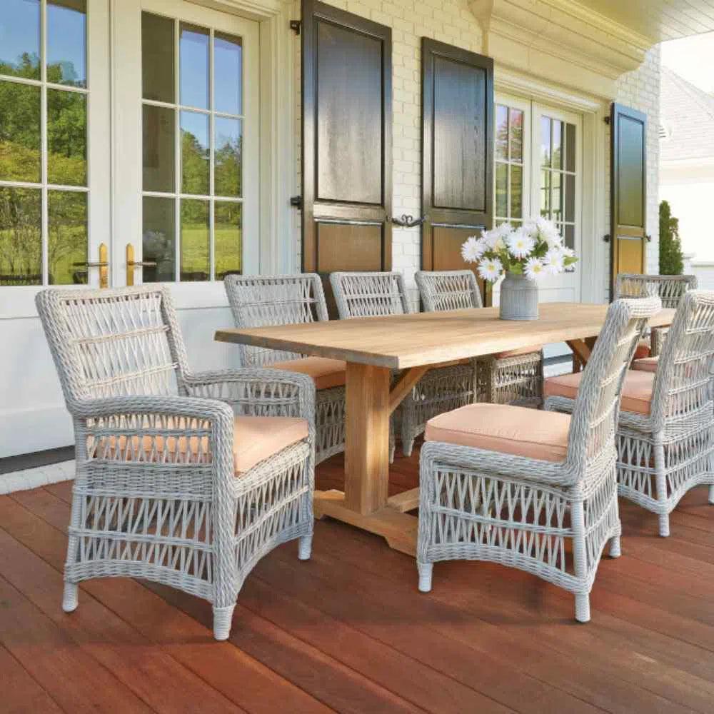 Mackinac All Weather Wicker Dining Chair Sunbrella-Outdoor Dining Chairs-Lloyd Flanders-LOOMLAN
