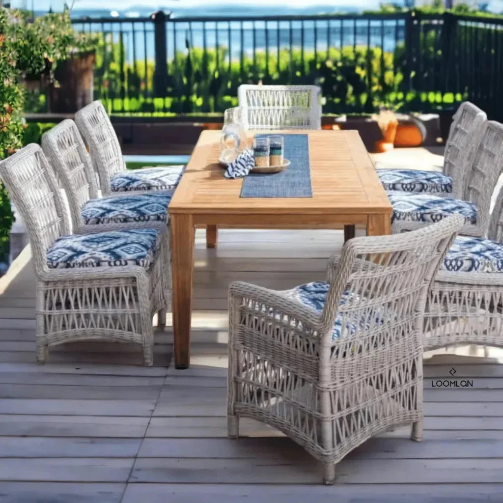 Mackinac All Weather Wicker Dining Chair Sunbrella-Outdoor Dining Chairs-Lloyd Flanders-LOOMLAN