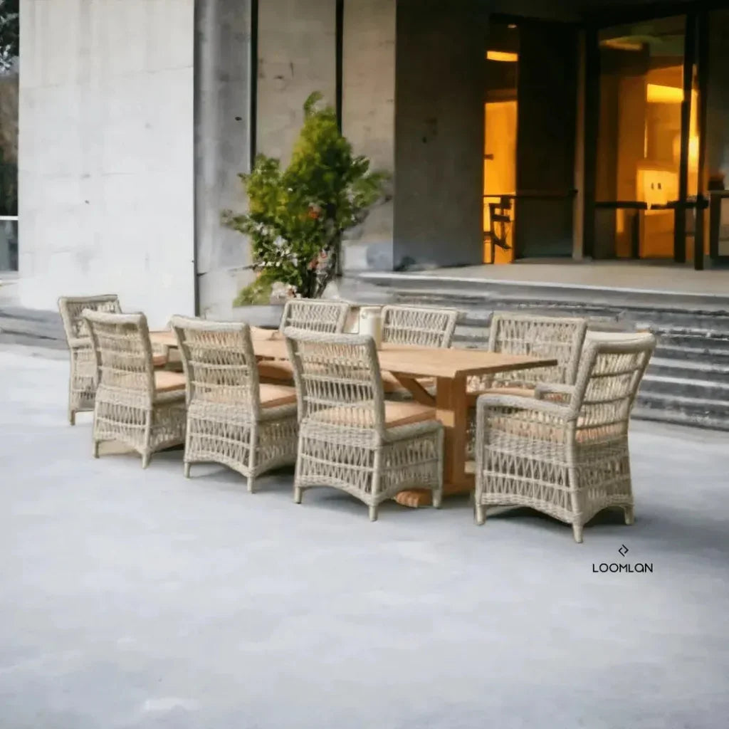 Mackinac Outdoor Dining Table Extendable Set Seats 8-Outdoor Dining Sets-Lloyd Flanders-LOOMLAN