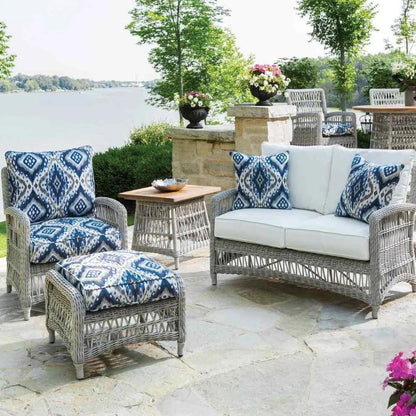 Mackinac Patio Furniture Wicker Outdoor Ottoman-Outdoor Ottomans-Lloyd Flanders-LOOMLAN