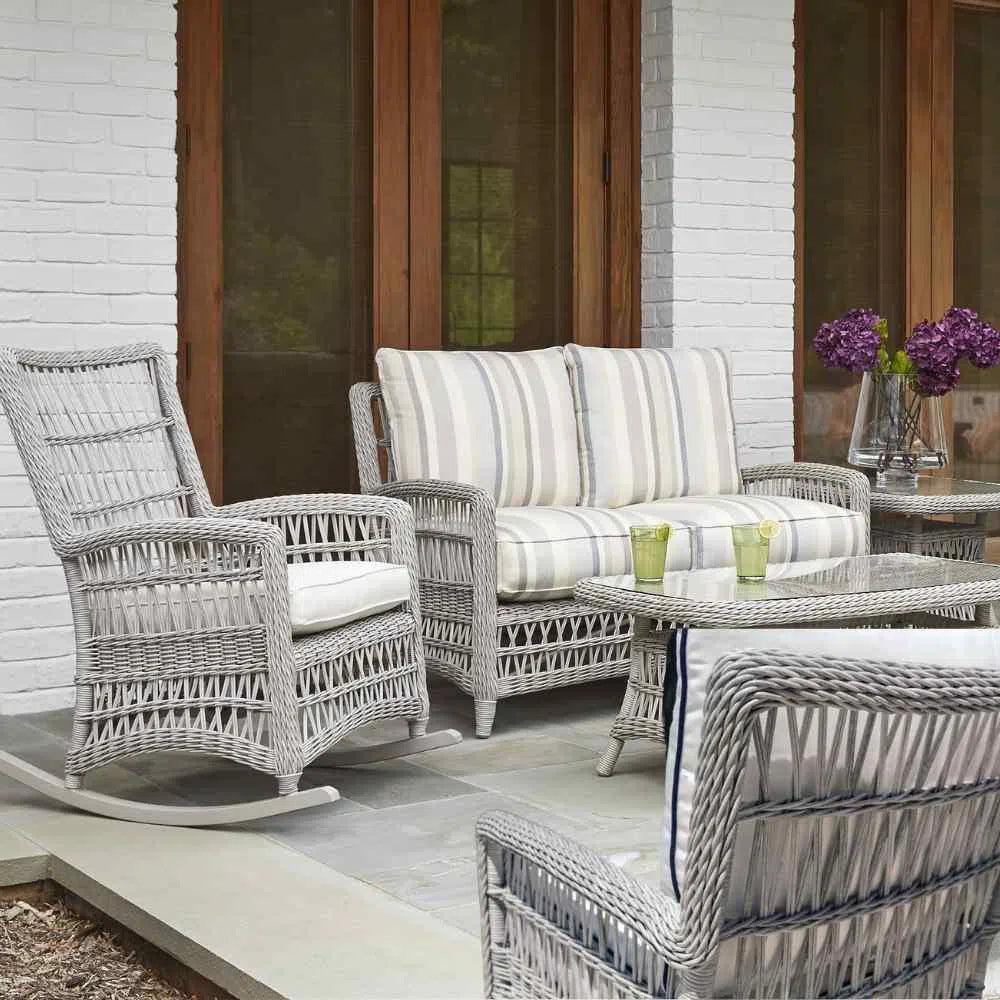 Mackinac Rectangular Wicker Patio Coffee Table-Outdoor Coffee Tables-Lloyd Flanders-LOOMLAN