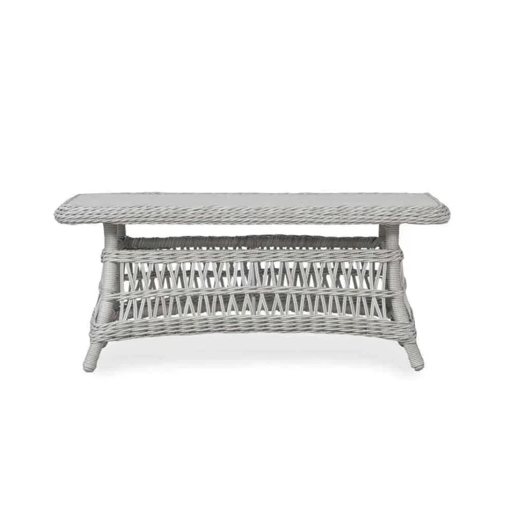 Mackinac Rectangular Wicker Patio Coffee Table-Outdoor Coffee Tables-Lloyd Flanders-LOOMLAN