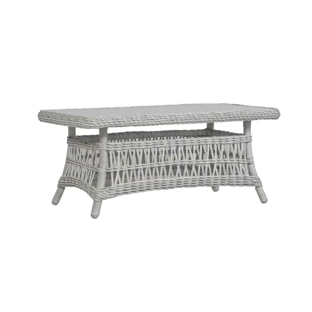 Mackinac Rectangular Wicker Patio Coffee Table-Outdoor Coffee Tables-Lloyd Flanders-LOOMLAN