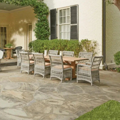 Mackinac Wicker Outdoor Furniture Dining Set for 8-Outdoor Dining Sets-Lloyd Flanders-LOOMLAN