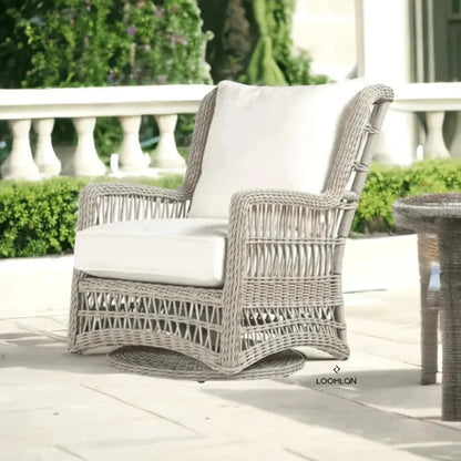 Mackinac Wicker Outdoor Swivel Glider Chair - High Back-Outdoor Lounge Chairs-Lloyd Flanders-LOOMLAN