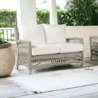Mackinac Wicker Outdoor Wicker Loveseat Cushions - LOOMLAN - Lloyd Flanders - Outdoor Sofas & Loveseats
