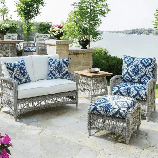 Mackinac Wicker Patio Furniture Set Loveseat & Chairs-Outdoor Lounge Sets-Lloyd Flanders-LOOMLAN