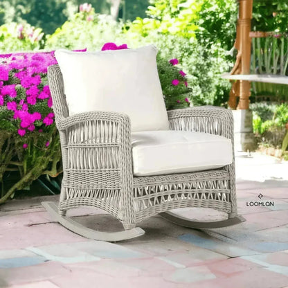 Mackinac Wicker Rocking Porch Lounge Set Cushions-Outdoor Lounge Sets-Lloyd Flanders-LOOMLAN