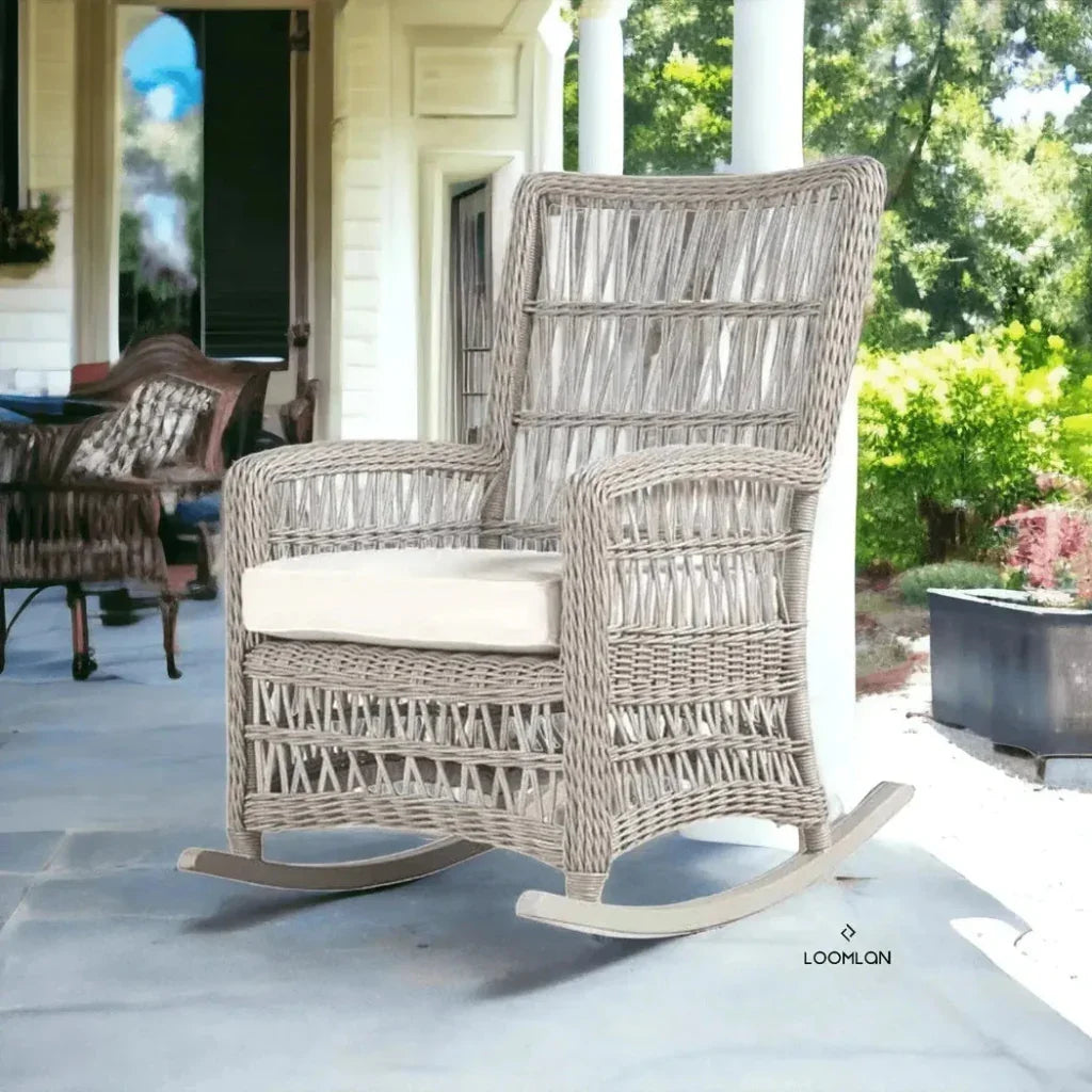 Mackinac Wicker Rocking Porch Lounge Set Cushions-Outdoor Lounge Sets-Lloyd Flanders-LOOMLAN