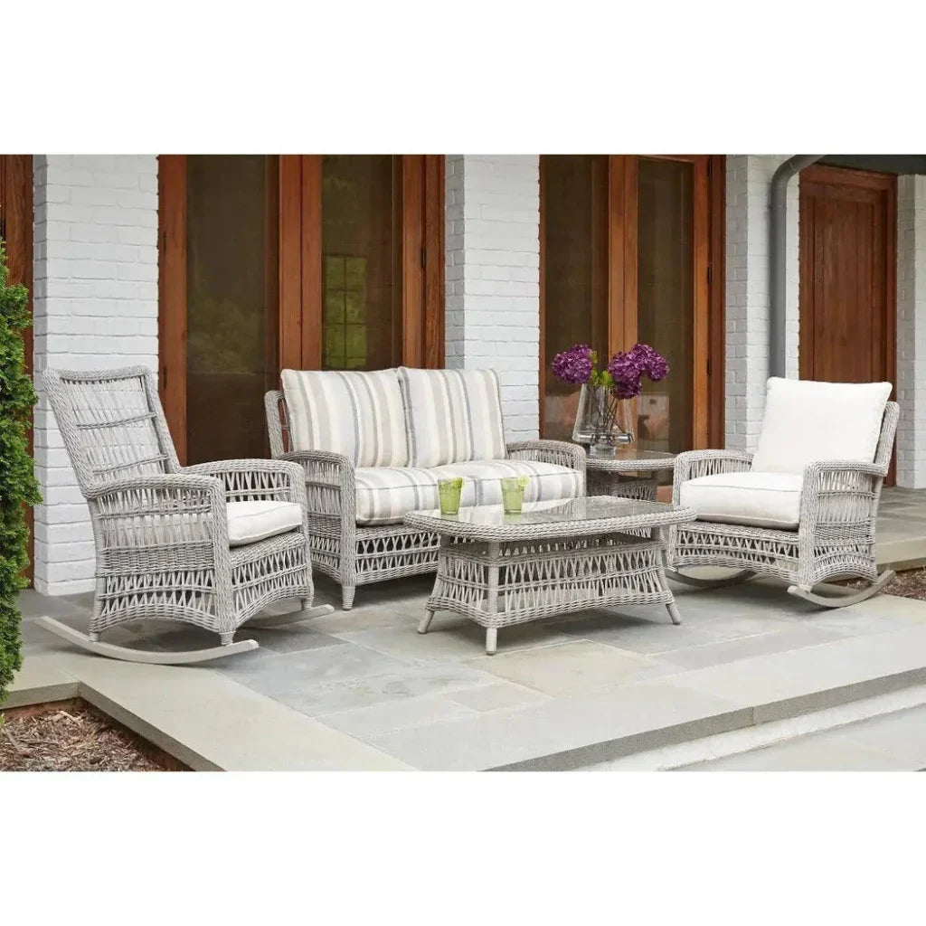 Mackinac Wicker Rocking Porch Lounge Set Cushions-Outdoor Lounge Sets-Lloyd Flanders-LOOMLAN